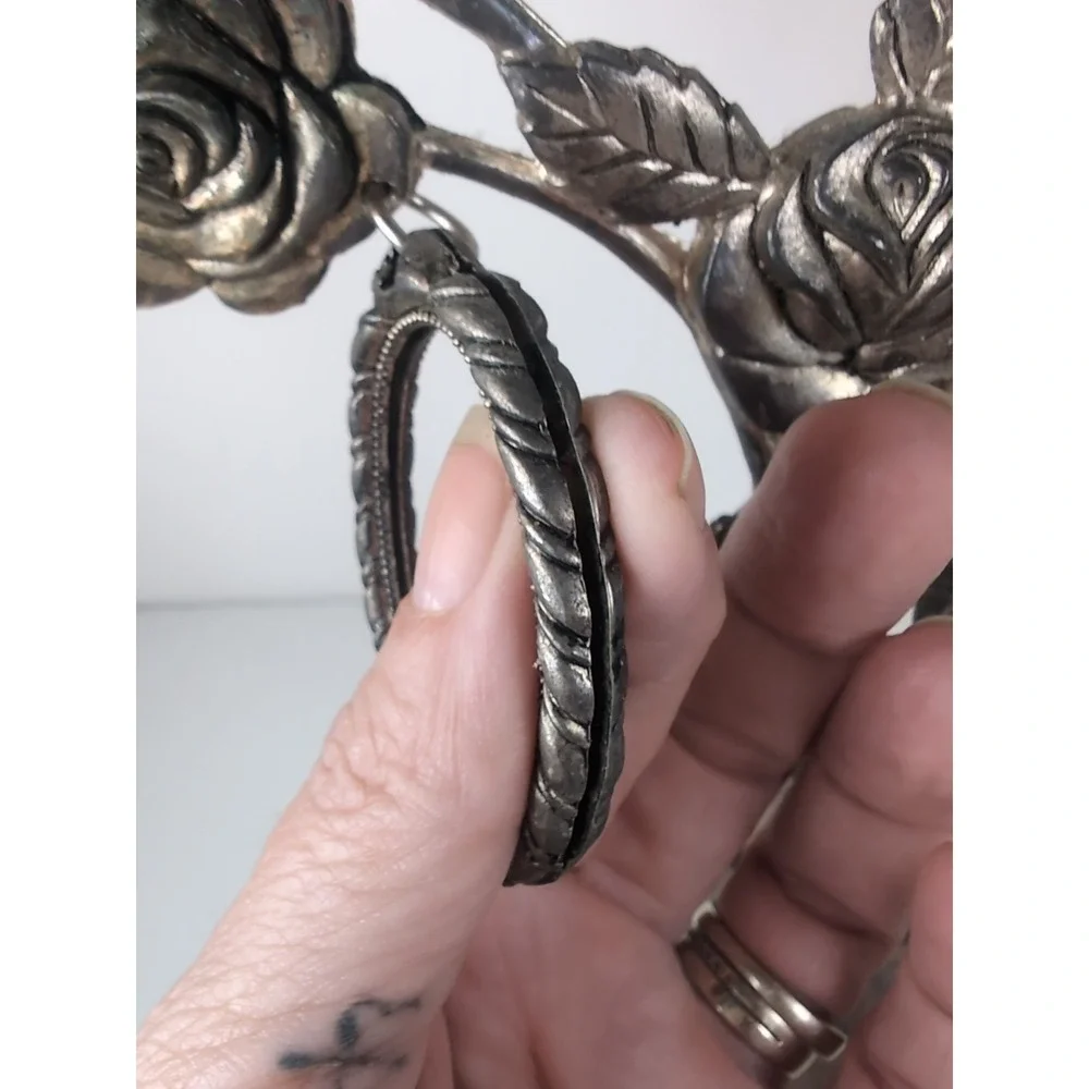 Godinger Silver Art Co. Plated Hanging Picture Frame Tree Roses Flowers Vintage